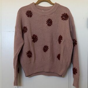Madewell Dusty Rose Floral Knit Sweater